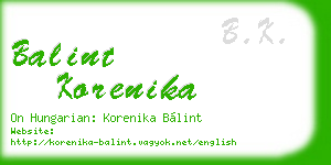 balint korenika business card